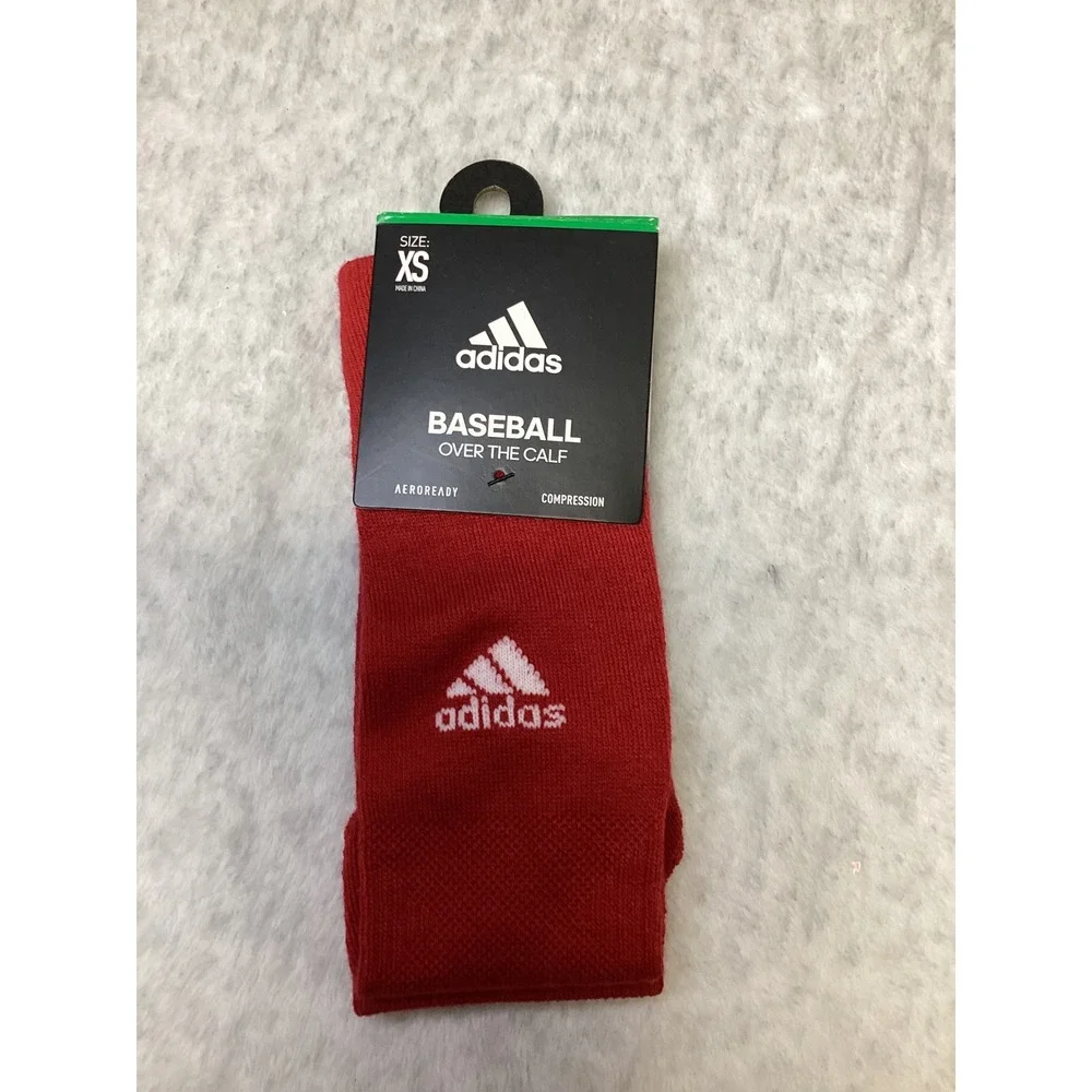 Adidas Baseball Over The Calf Socks Red XS Aeroready Compression Youth 9C-1Y